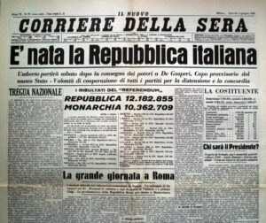 prima pagina CORRIERE - nascita REPUBBLICA